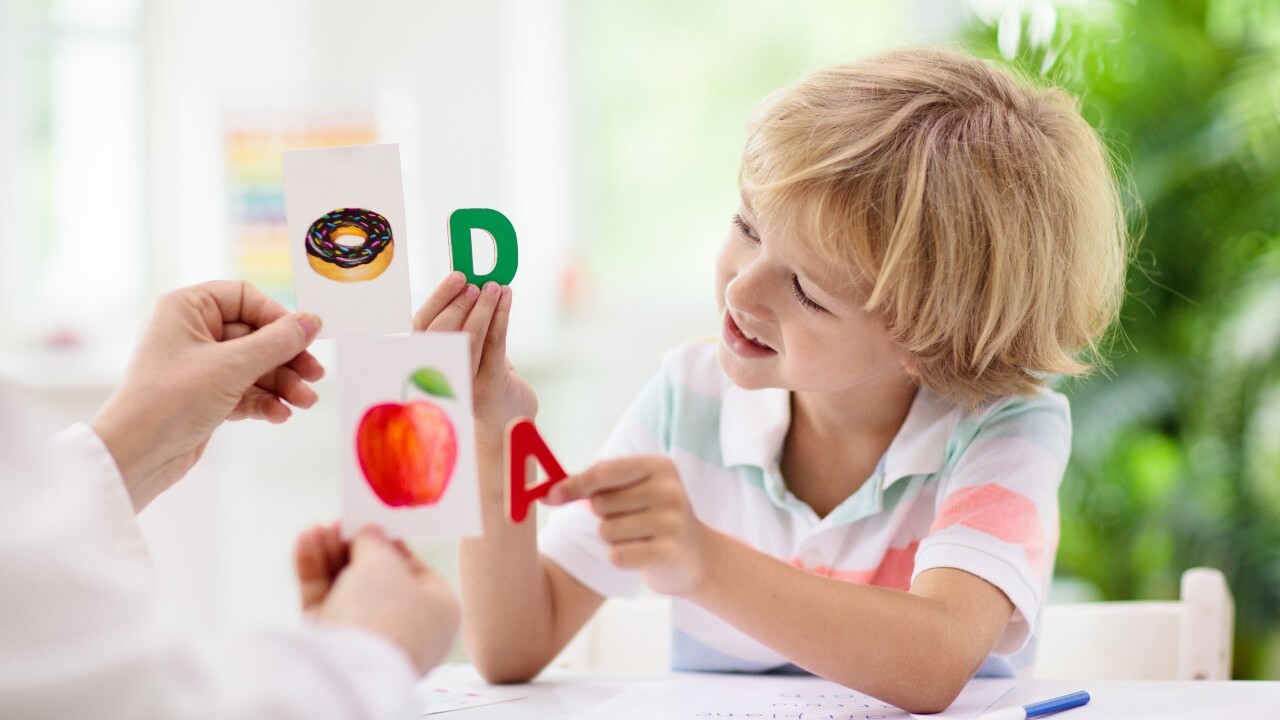 Kids learning with Alphabet letters.